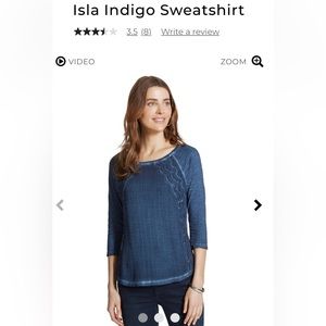 Chico’s Isla Indigo Sweatshirt Top - size 2